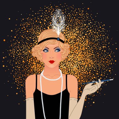 Retro vintage Art Deco tarzında kadın portresi