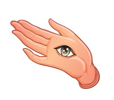 Open hand with all-seeing eye on palm. clipart