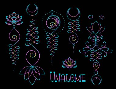 Siyah arka plan üzerine kutsal geometri sembolleri.