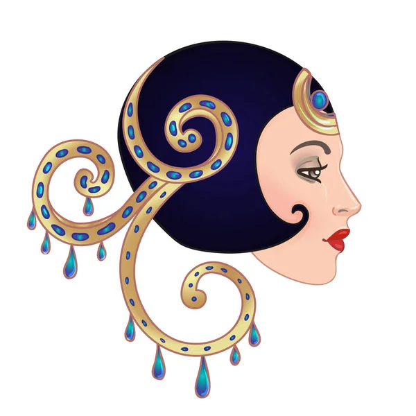 Retro vintage Art Deco tarzında kadın portresi