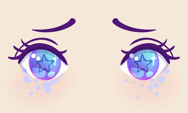 Färgglada Ögon Anime Stil Med Glänsande Reflektioner — Stock vektor