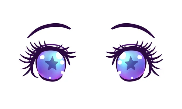 Yeux Colorés Dans Style Anime Avec Des Reflets Lumineux Brillants — Image vectorielle