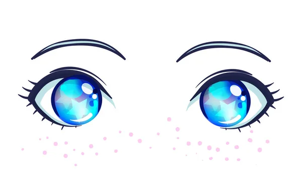 Ojos Coloridos Estilo Anime Con Reflejos Luz Brillante Aislados Sobre — Vector de stock