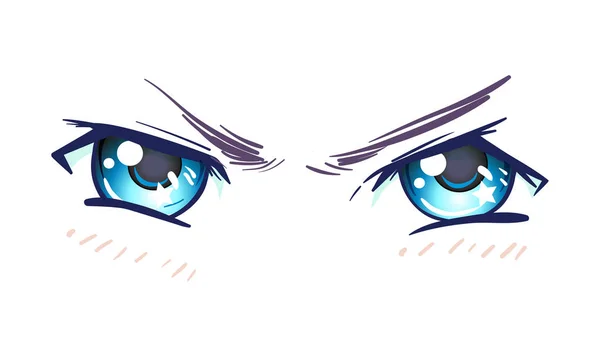 Olhos Coloridos Estilo Anime Com Reflexos Luz Brilhantes Isolados Fundo — Vetor de Stock