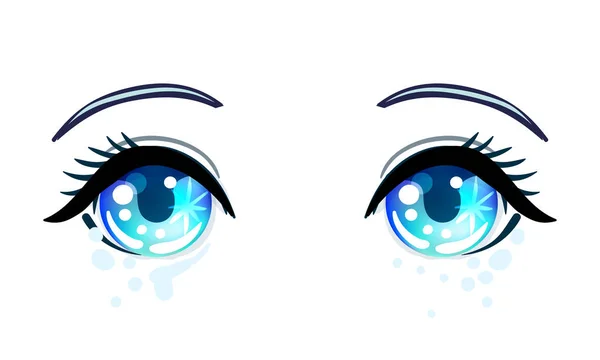 Olhos Coloridos Estilo Anime Com Reflexos Luz Brilhantes Isolados Fundo —  Vetores de Stock
