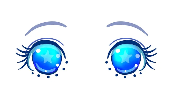 Ojos Coloridos Estilo Anime Con Reflejos Luz Brillante Aislados Sobre — Vector de stock