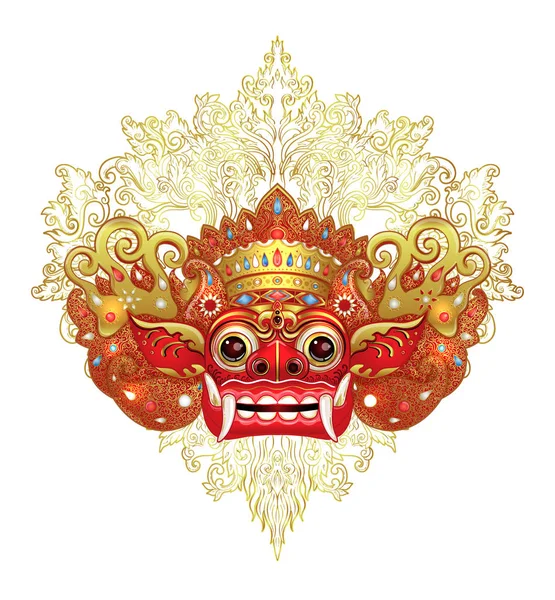 Traditionele Rituele Balinese Masker Van Barong — Stockvector