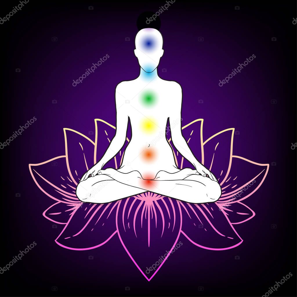 Human silhouette over ornamental Lotus flower