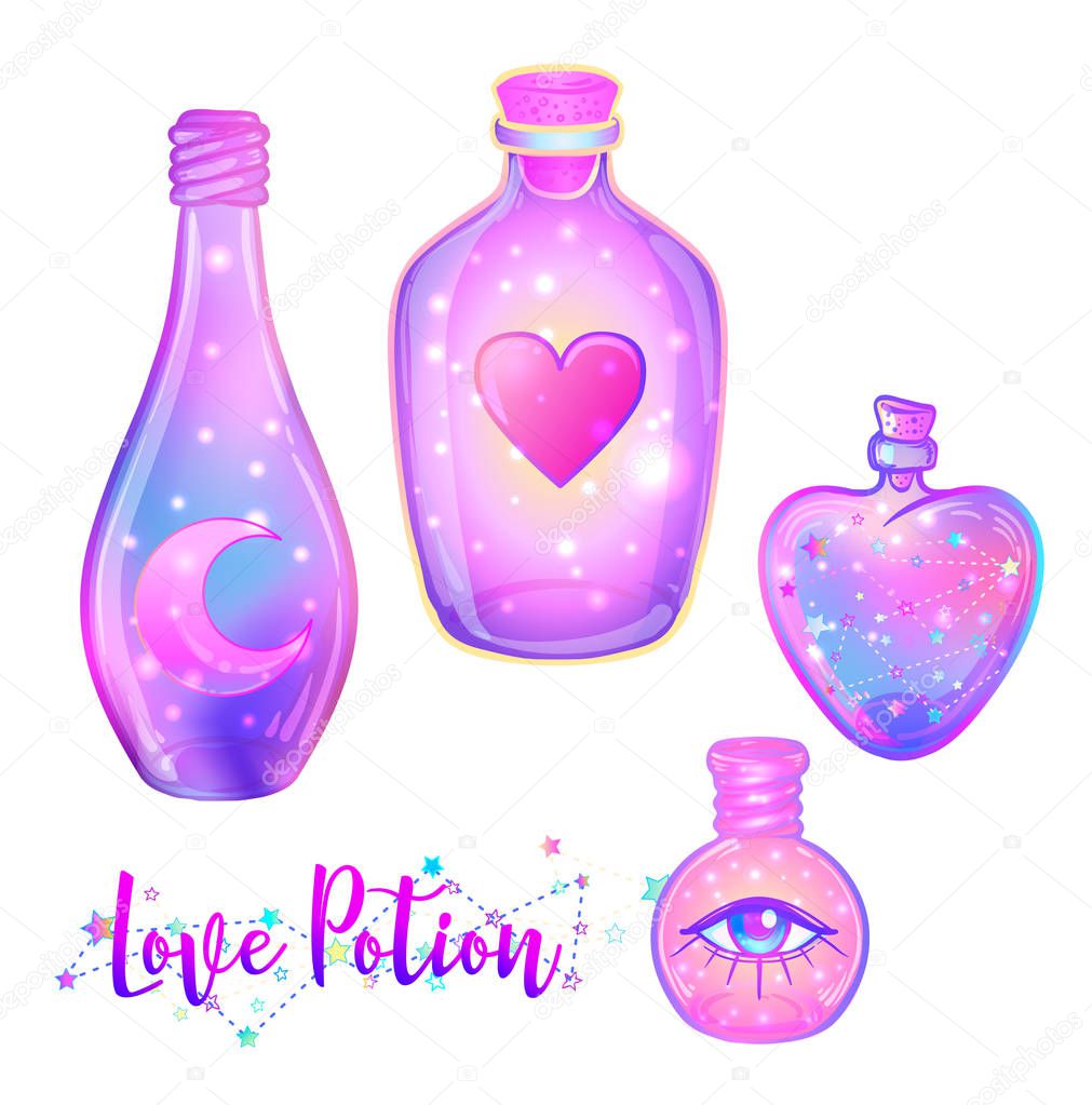 Magic background with love potions