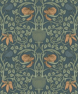 Floral vintage seamless pattern in mochrome clipart