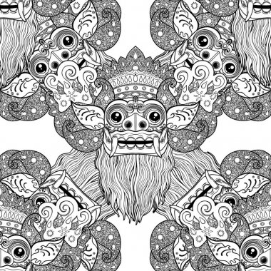 Desen Barong - ritüel geleneksel Balinese maskeleri yaptı. 