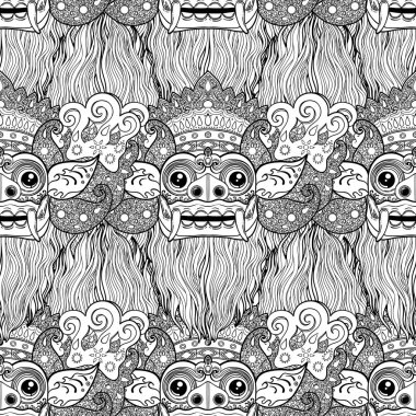 Desen Barong - ritüel geleneksel Balinese maskeleri yaptı. 