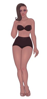 Beyaz arka plan üzerinde izole iç çamaşırı düzgün vücutlu kadın