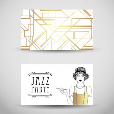 Art Deco klasik davetiye şablonu tasarımı. desenler ve çerçeveler