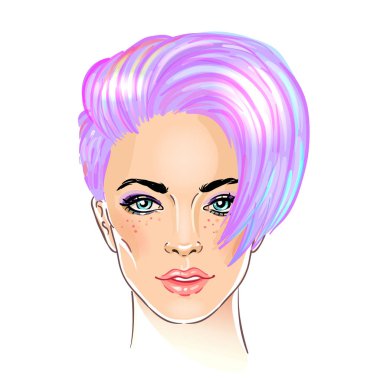 Moda kısa pixie saç kesimi olan kadın portresi