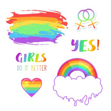 Beyaz arka plan üzerinde izole Lgbt logo sembolleri