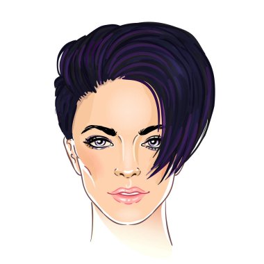 Moda kısa pixie saç kesimi olan kadın portresi