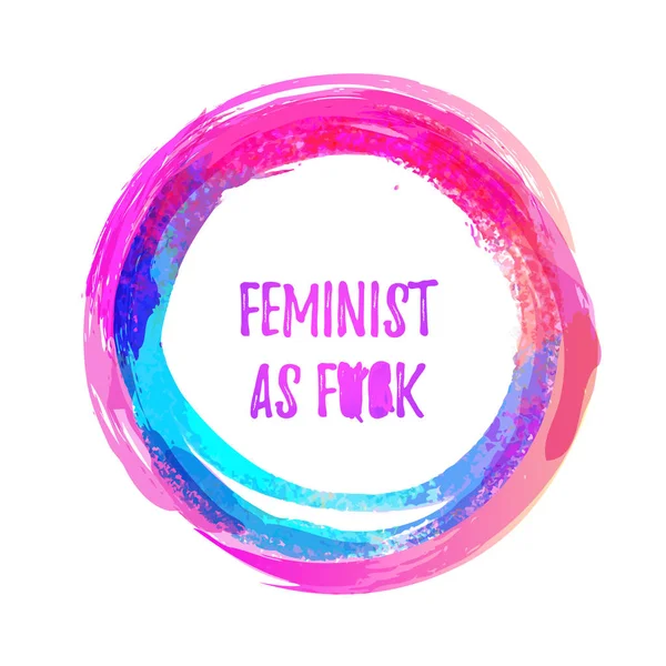 Lettering Feminist Pink Hand Drawn Watercolor Circle — стоковый вектор