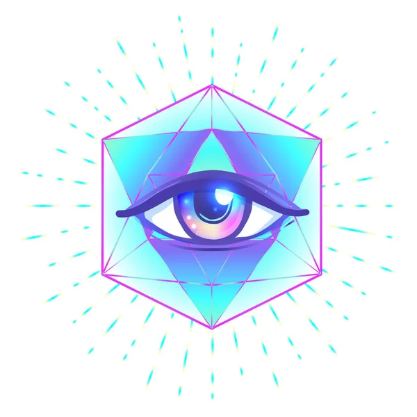 All Seeing Eye Symbool Geïsoleerd Witte Achtergrond — Stockvector