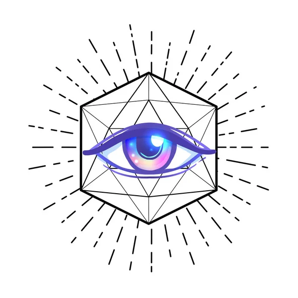 All Seeing Eye Symbool Geïsoleerd Witte Achtergrond — Stockvector