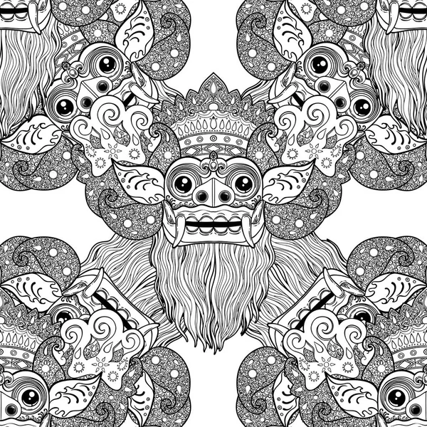 Wzór Wykonany Barong Tradycyjny Rytuał Balijski Maski — Wektor stockowy