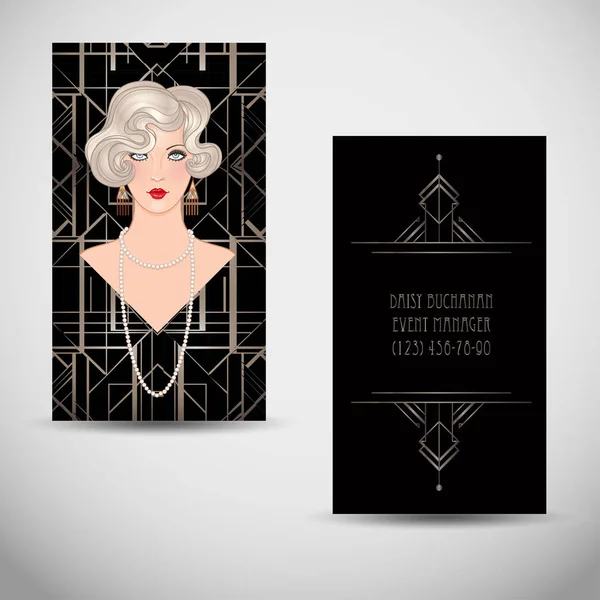 Art Deco projekt szablon vintage zaproszenie z ilustracją — Wektor stockowy