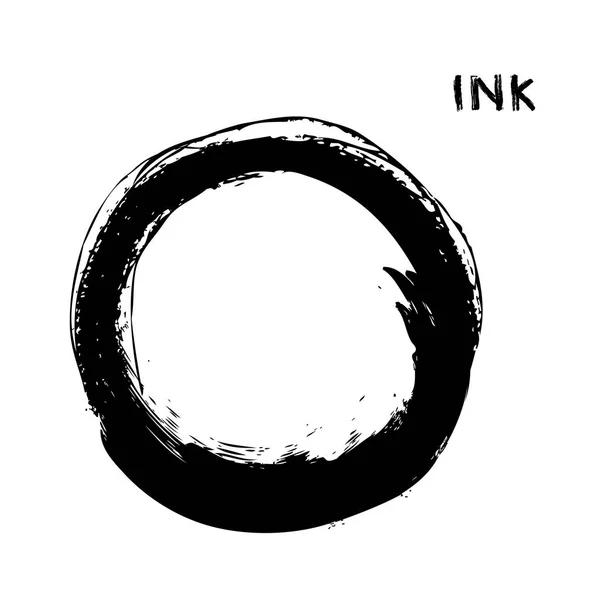 Cercle Dessiné Main Noire Sur Fond Blanc — Image vectorielle