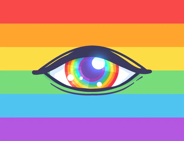 Bandera Comunidad Lgbt Dentro Del Globo Ocular — Archivo Imágenes Vectoriales