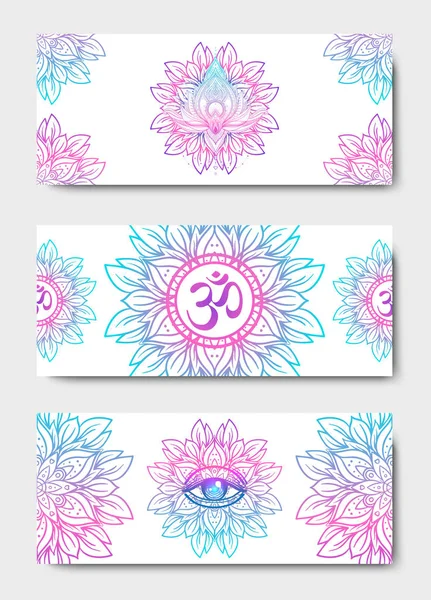 Modèles Colorés Pour Retraite Spirituelle Studio Yoga — Image vectorielle