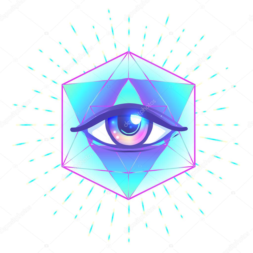 All seeing eye symbol isolated on white background