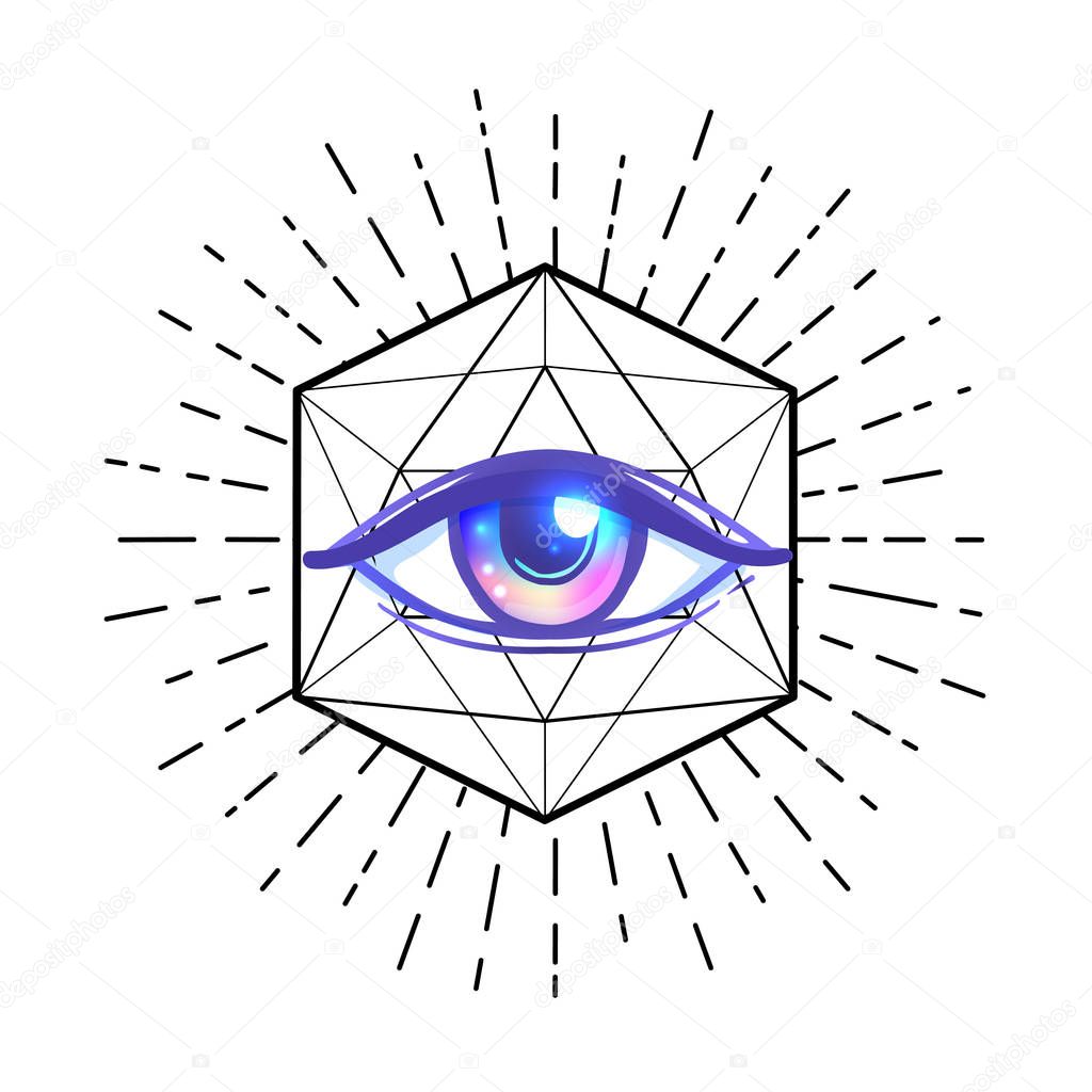 All seeing eye symbol isolated on white background