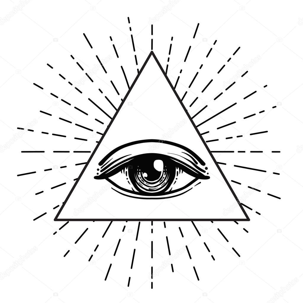 All seeing eye symbol isolated on white background