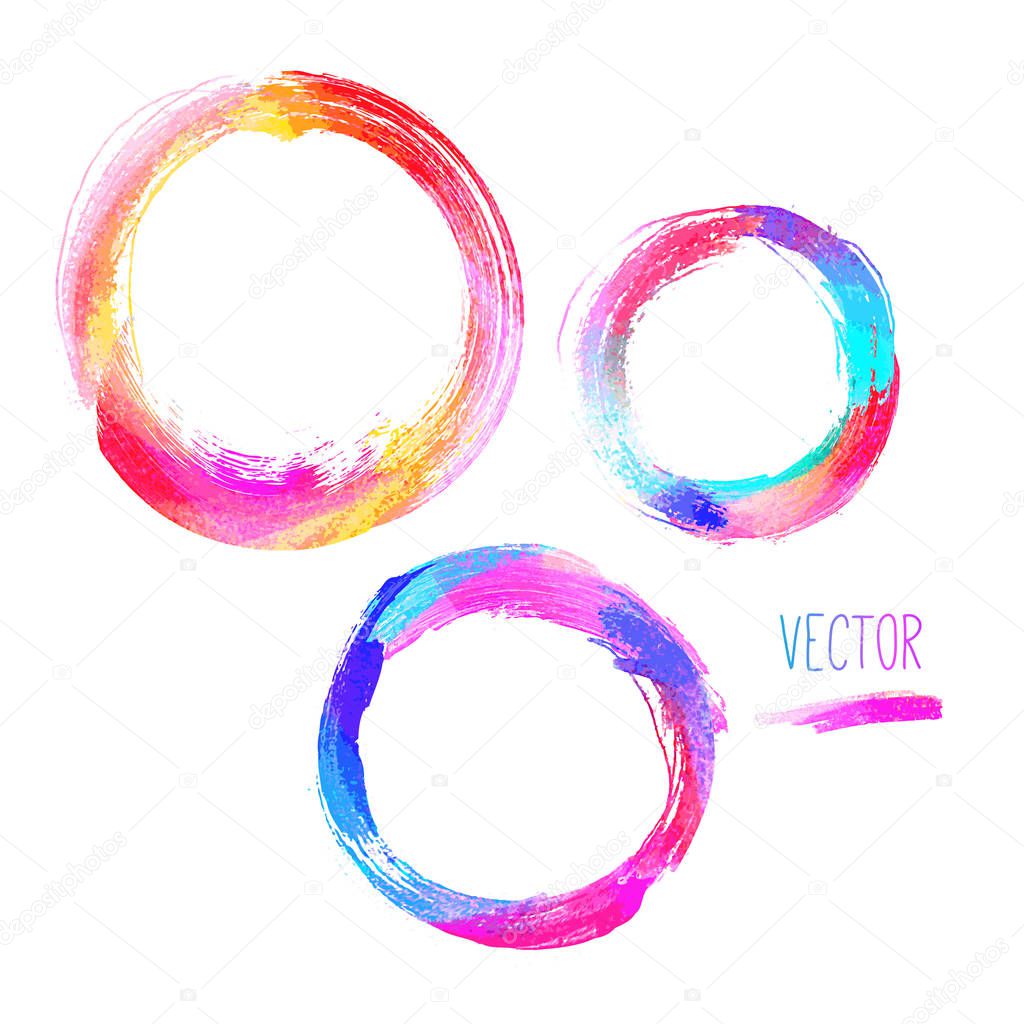Set of hand drawn circles over white background