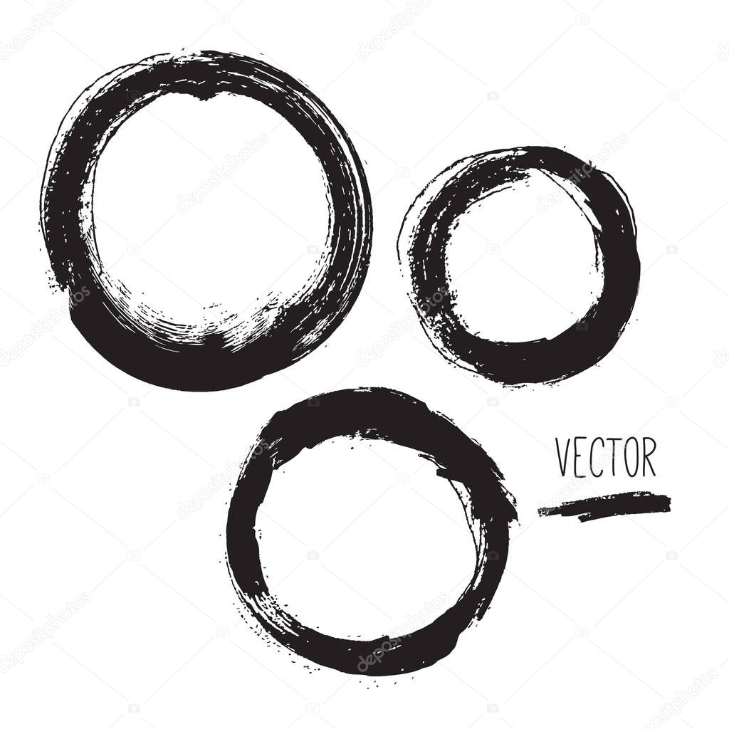 Set of hand drawn circles over white background