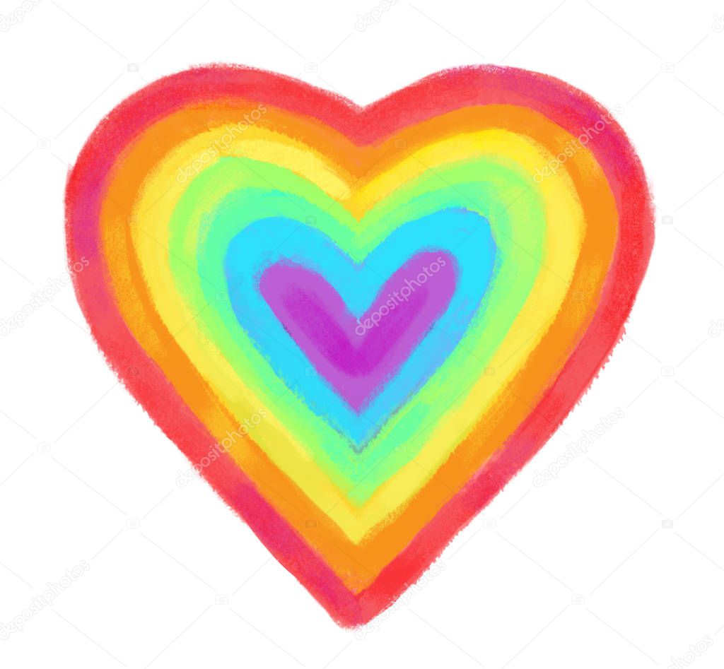 Rainbow heart isolated on white background