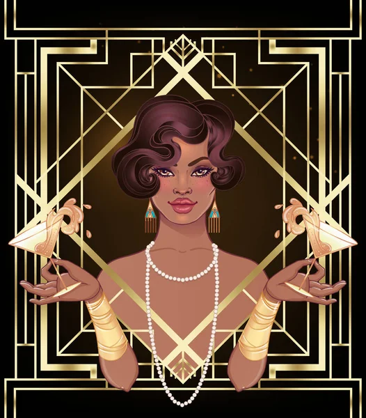 Art deco ragazza — Vettoriale Stock