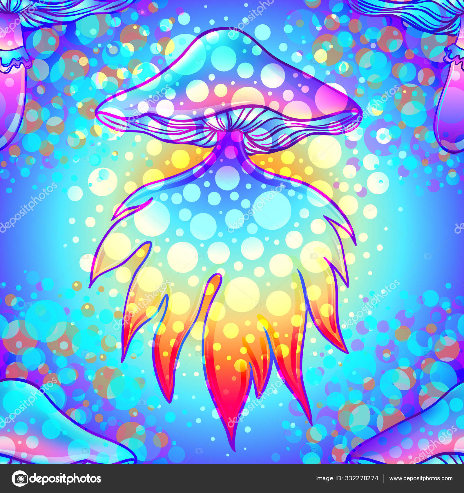 Magic Mushrooms Seamless Pattern Psychedelic Hallucination Vibrant Vector Illustration 60s Hippie Colorful Art Hand Drawn Element In Ethnic Style Stock Vector Image By C Vgorbash 332278274