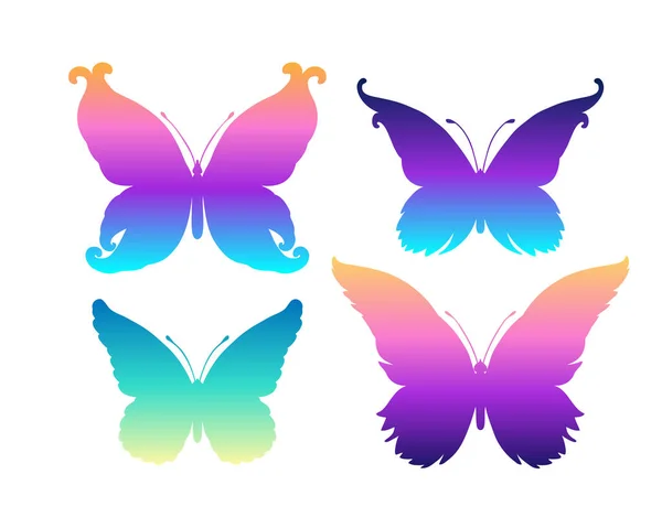 Mariposa dibujada a mano en colores brillantes de neón. Diseño de dibujo Han — Vector de stock