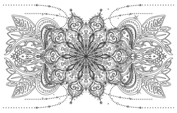 Vetor elemento de design ornamental, arte étnica, paisley indiano modelado. Ilustração desenhada à mão. Elemento de convite. Tatuagem, astrologia, alquimia, boho e símbolo mágico . — Vetor de Stock