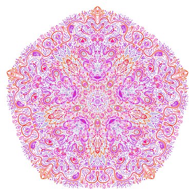 Hipnotik şamanik asit deseni. Etnik Hint tarzında elle çizilmiş tasarım. Mistik soyut arka plan, hippi ve boho dokusu.