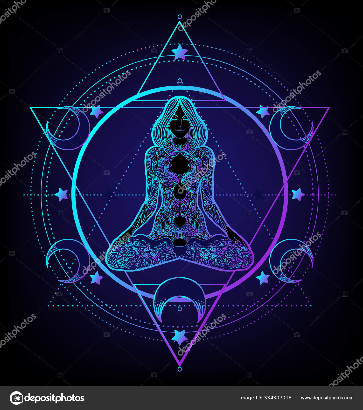 Sacred Geometry And Boo Symbol Set Ayurveda Sign Of Harmony And Balance Tattoo Design Yoga Logo Poster T Shirt Textile Astrology Esoteric Religion Vector Image By C Vgorbash Vector Stock 334307018