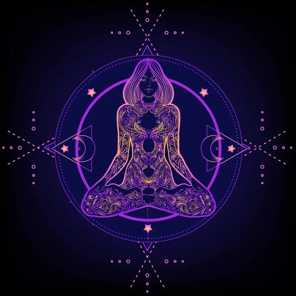Geometria sacră și setul de simboluri Boo. Ayurveda semn de armonie și echilibru. Design tatuaj, logo yoga. poster, tricou textil. Astrologie, ezoterie, religie . — Vector de stoc
