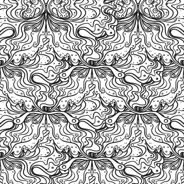 Abstrato padrão sem costura preto e branco Art Nouveau. Jugendstil. Contexto moderno. Ilustração vetorial. Design para papel de parede arte, colorir . —  Vetores de Stock