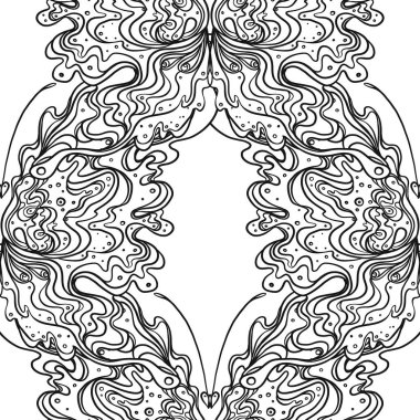 Soyut siyah beyaz desensiz Art Nouveau. Yine de öyle. Modern arka plan. Vektör çizimi. Duvar kâğıdı sanatı ve boyama için tasarım.