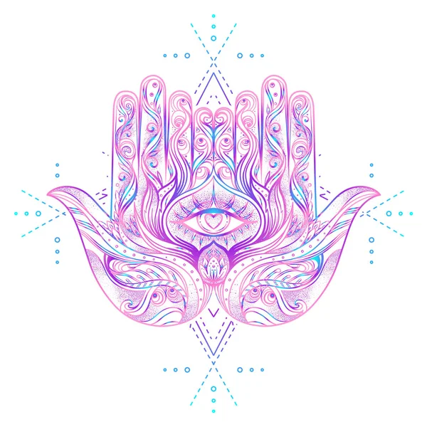 Conjunto de símbolos da Geometria Sagrada e Boo. Ayurveda sinal de harmonia e equilíbrio. Design de tatuagem, logotipo de ioga. Cartaz, t-shirt. Gradiente colorido sobre preto. Astrologia, esotérica, religião. — Vetor de Stock