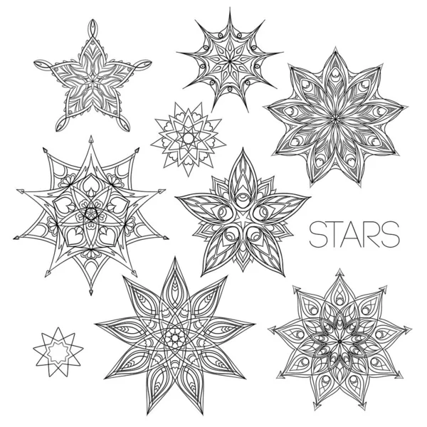 Mandala set. Black and white image. illustration Vintage decorative elements. — Stock Vector