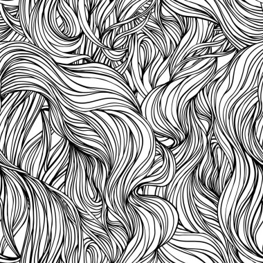 Doğal dokular. Dekoratif el çizimi süslemeli, kıvrımlı, dikişsiz desen. Sonsuz arka plan. Fırtınalı deniz çizimleri.