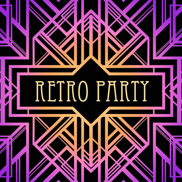 Art Deco vintage patroon in heldere neon kleuren. Retro partij geometrische achtergrond jaren 1920 stijl. Vector illustratie voor glamour party, thematisch huwelijk. — Stockvector