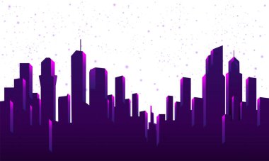 Retro Futurism. Vektör fütüristik sentetik dalga çizimi. Gece Şehri Skyline 'lı 80' lerin Retro posterleri