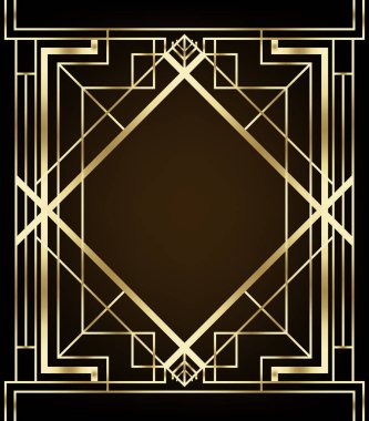 Art Deco vintage modelleri ve tasarım elementleri. Retro parti geometrik arka plan 1920 'lerin tarzında ayarlandı. Cazibe partisi için vektör illüstrasyonu, tematik düğün